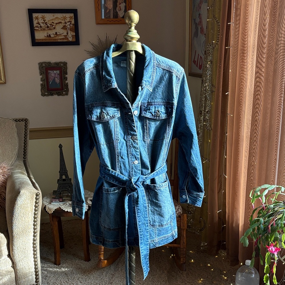 Classic Blue Denim Belted Jacket
